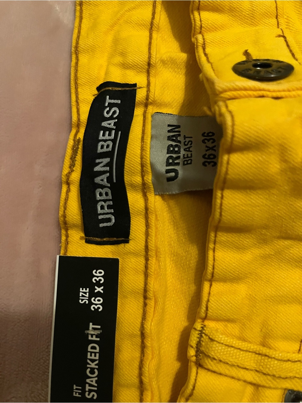 Men's Yellow Cargo Flare Pants with Utility Pockets - Picture 3 of 3